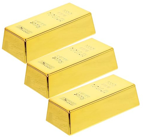 PRETYZOOM 3 Stück Kunststoff Goldziegel Requisiten 2.36 Zoll Realistische Deko Für Party Film Scherzartikel
