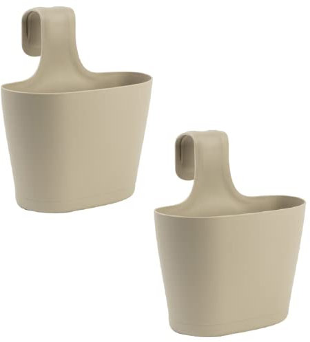Gariella 2X Blumenkasten oval 2,8 Liter Balkon Übertopf Pflanzkasten Blumentopf zum Hängen mit 1. Bügel und Wasserspeicher Sand