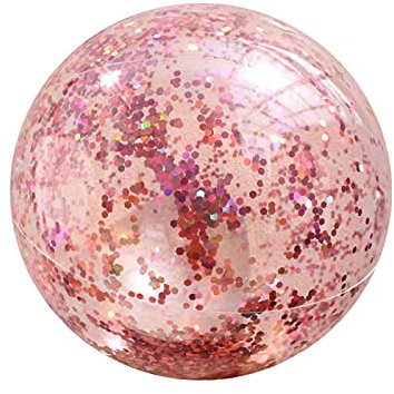 Ballon de Plage Gonflable à Paillettes - Ballon de Piscine Flottant - Ballons de Sport Transparents avec Paillettes Arc-en-Ciel et confettis - Or Rose