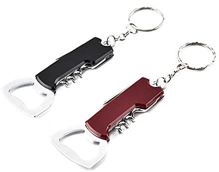 ARFUKA Lot de 2 décapsuleurs porte-clés multifonctions – Tire-bouchon et décapsuleur pour bière, vin, soda – Porte-clés compact pour voyage, camping, fêtes