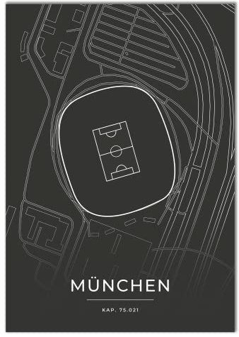 Vacentures München Stadion Poster - Fussballstadion-Poster - Geschenk für Fußballfans (21x30 CM (DIN A4))