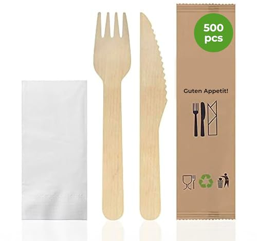 Tenedores desechables de bioexxe® 600 uds | Cubiertos desechables en Madera Biodegradable, Sin plástico, Compostable