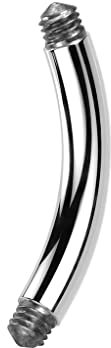 Paula & Fritz® Piercing Ersatz-Stab 12-mm Titan-IUM Grade 23 Silber Außen-Gewinde 1,6-mm Stärke Kombinierbar Curved Barbell Banane Bauchnabel-Piercing