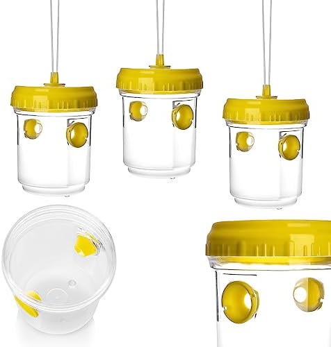 BigDean 3er Set Wespenfallen für draußen in Gelb 9x13cm - Lebend Fallen zum Aufhängen gegen Wespen, Bienen, Hornissen - Hornissenfalle Bienenfalle Fliegenfalle - für natürlichen Lockstoff