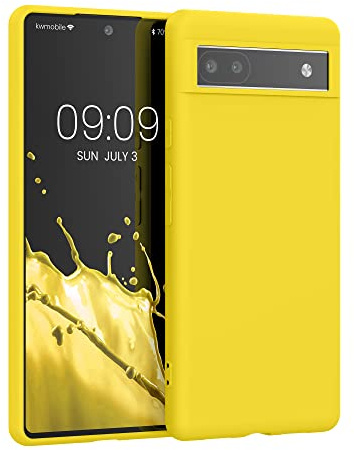 kwmobile Hülle für Google Pixel 6a TPU Case - Handyhülle unterstützt kabelloses Laden, Flexible Schutzhülle, gummiertes Cover in Strahlend Gelb