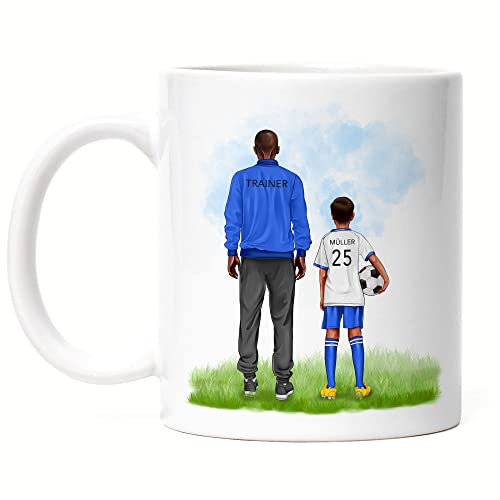 Kiddle-Design Fußball Tasse Vater Sohn Tochter Trainer Personalisiert Namen Verein Geschenk Fußballtrainer Coach Fussballtrainer Fussball
