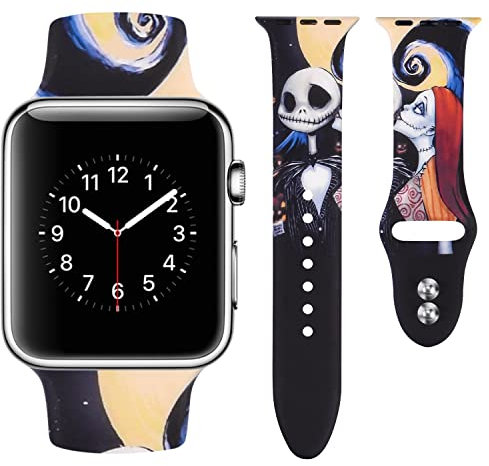 Vozehui Straps Compatible with Apple Watch Strap 38mm 40mm 41mm for Women Men Girls Boys, Halloween Printed Soft Silicone Replacement Sport Band for iWatch Series SE 7 6 5 4 3 2 1