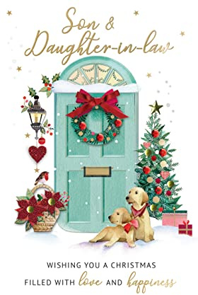 Son & Daughter-In-Law Embellished Christmas Card Hand-Finished Champagne Cards XCDC407