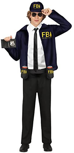 FIESTAS GUIRCA Lustiger FBI Fresh Beer Inspector Kostüm – Junggesellenabschied Kostüm mit FBI Mütze, Polizei Oberteil, Gürtel und Bierhaltern für Karneval Fasching Herren Größe L 52-54