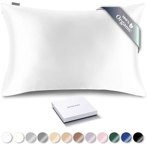 RENESSY Kissenbezug aus 100% Bio-Seide 50x90 cm - 22 Momme Maulbeerseide, Güteklasse 6A, Oeko-Tex zert. in Deutschland - Luxus für Haar und Haut, 1 Stück (Weiß)