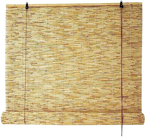 DGSFES Natural Retro Schilf Vorhang, Bambusrollo Outdoor Wetterfest,Rollo Bambus Handgewebt,Sonnenschutzrollos, Bambus Raffrollo Vorhang für Balkon Blickschutz,Anpassbar,85x200cm/34x80in(WxH)