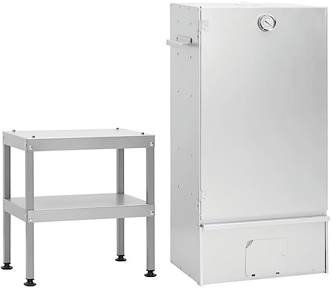 vidaXL Horno ahumador de Barbacoa con Mesa Acero galvanizado