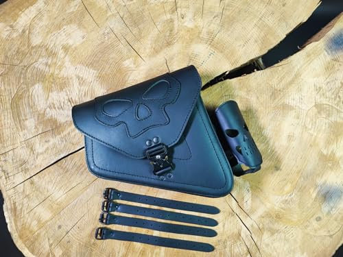 ORLETANOS Seitentasche Skull Blackline kompatibel mit Harley Davidson Sportster Sporty 883 1200 XL Bobber HD Custom Chopper schwarz Biker neu
