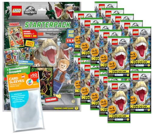 Bundle mit Blue Ocean LEGO Jurassic World - Serie 3 Trading Cards - 1 Starter + 20 Booster + Exklusive Collect-it Hüllen