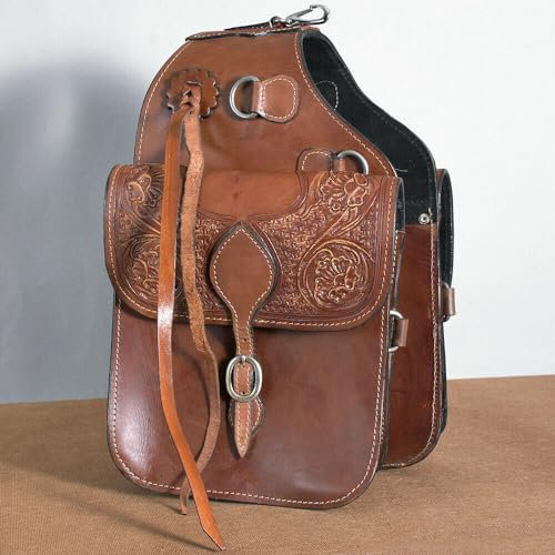 WILD RACE Western-Satteltasche aus Pferdeleder, strapazierfähig, für traditionelle Trail-Fahrten | Satteltasche | Pferdesatteltasche | Western-Satteltasche | Ledersatteltaschen für Pferde (STYLE-01)