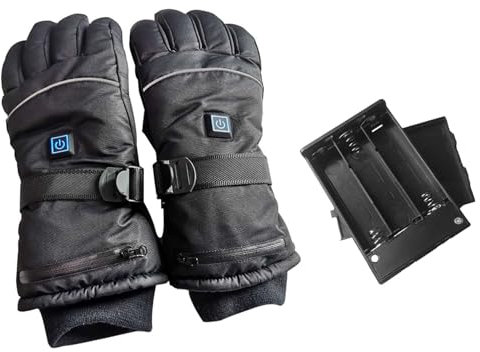 Hand For Men Heating For Winter Fishing Battery Heated Snow Gloves Gloves Hunting Rechargeable Cycling Riding Warmer Electric Mittens SKi Motorcycle Winter Sports Gloves Mittens Combo with (Black, M)