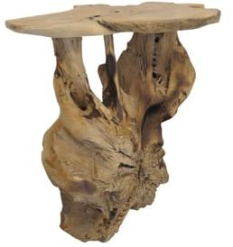 Stehtisch aus Wurzelholz Teak, Bartisch Garten-Tisch, Natur unbehandelt B: 120 cm -11241-