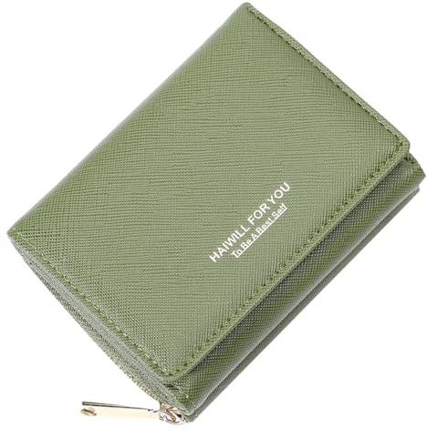 HAIWILL Geldbeutel Damen Klein PU Leder Portmonee mit Münzfach und 7 Kartenfächern, Gross Kapazität Kleines Portemonnaie Viele Fächer (Saffiano Grün)