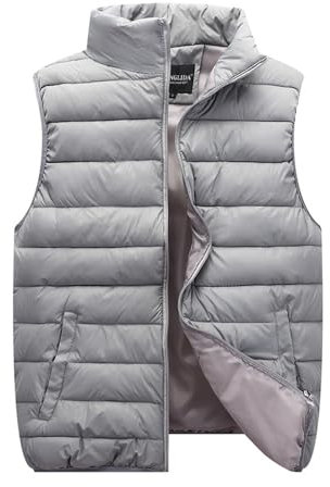 Ärmellose Weste Herren Winter Einfarbig Outdoor Weste Für Herren Casual Stehkragen Basic Weste Herren Täglicher Verschleiß Taschen Weste Klassisch Herren C-Grey 3XL