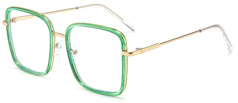 Nilioyul Stil, stilvoll und trendig, großer Rahmen, quadratisch, Brillengestell, Brillengestell für Damen und Herren, quadratische Brille, einfach, Grün