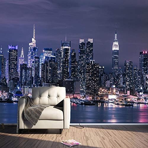 New York City Night Scene Portrait Murale Fond D’Écran Salon Ktv Bar Cafe Restaurant Fond Papier Mur Murale 3D Papier Peint 3D Salon Tv Sofa De Séjour Chambre Coucher Mural Murale Enfant-200cm×140cm