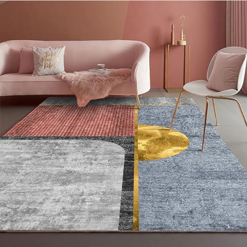 Tzvpsu Küchenteppich läufer Rosa Grau Blau Tinte Design Rutschfester, leicht zu reinigender Teppich,küchenteppich waschbar rutschfest Badezimmer vorleger,60x90cm