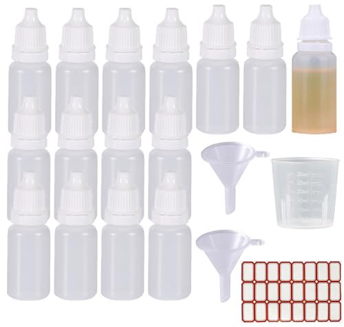 KARELLS 15 Stück Liquid Flaschen 10ml, Tropfflasche Leer, Liquidflaschen, Plastikflaschen Reiseflasche, Quetschflaschen, Kunststoff Leer Behälter Dropper Bottle Quetschflaschen Fur Parfum, Lotion