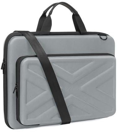 MOSISO Sacoche Ordinateur Portable de Coque Rigide Homme Femme,Pochette Ordinateur 13 Pouces Compatible avec MacBook/HP,Sac PC Portable 13,3 Pouces avec Poche Avant&Bandoulière,Gris