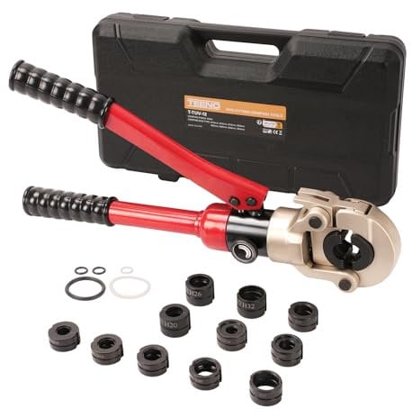 Pinza a Crimpare per Tubi 15-32mm TEENO,12 Matrici Crimpatrice Professionale, Pinza per Multistrato per Crimpatura in Rame 15.18.22.28mm per Tubi Idraulici Strumento e PEX-AL-PEX TH/U 16.20.25.26.32mm