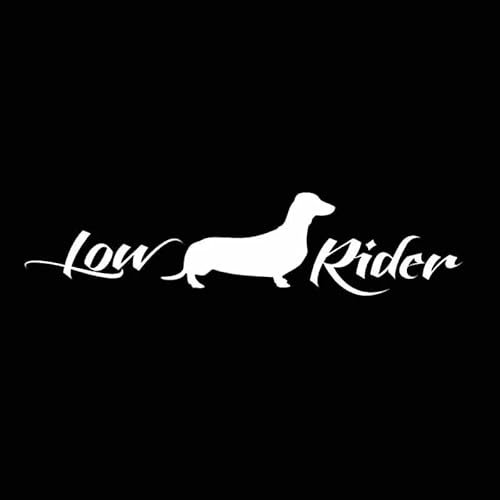JIFENLI Autoaufkleber 12CM * 2,8CM Vinyl Aufkleber LOWRIDER Wiener Hund Lustiges Auto Aufkleber Schwarz/Silber