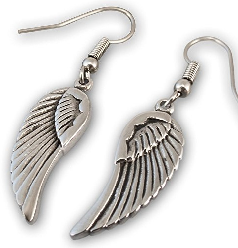 Fly Style Engelsflügel Edelstahl Ohrhänger - Feder Ohrringe - Flügel Ohrringe Earrings - Engel Gothic Schmuck