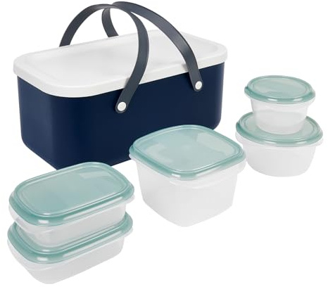 Rotho Ruma Ensemble de pique-nique 6 pièces RUMA, plastique (PP) sans BPA, bleu, (47,8 x 29,4 x 20 cm)