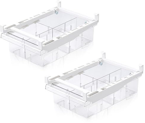 Savieva Fridge Organizer,Fridge Drawers Pull-Out Storage with Adjustable Slide Rail,Freezer Drawers for Fruits Vegetable Egg Meat (2)