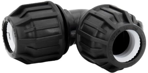 H2O-Flex® Black Edition 32mm PP Fitting Bogen mit DVGW Klemmverbinder 32er Verschraubung mit 90° Winkel für PE Rohr Verschraubung Adapter