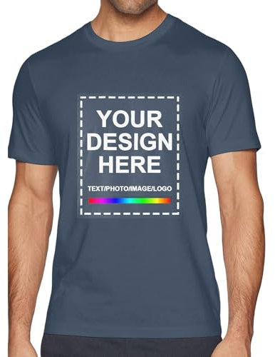 Maglietta Personalizzata Uomo, T-Shirt Personalizzabile con Stampa Fronte Retro Manica Corta in Cotone, Personalizza la Tua T-Shirt con Foto Scritta o Logo, Idea Regalo per Lui Compleanno Fidanzato