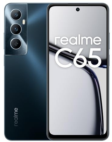 realme C65 Smartphone 6+128 Teléfono Móvil, Batería 5000mAh, Cámara de 50 MP con IA, 6.72 FHD+ 90Hz Pantalla, Helio G88, Doble SIM con NFC, Negro