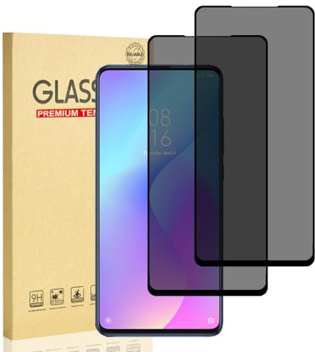 Hejkaoe Protector de Pantalla Privacidad para Xiaomi Mi 9T/Xiaomi Mi 9T Pro, Cristal Vidrio Templado Antiespia, Anti-Espía Protector Pantalla, Dureza 9H, Anti-Rasguños, Sin Burbujas, 2 Piezas