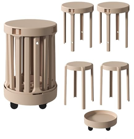 MEVZHH Set Von 4 Bunten Stapelbaren Plastik Bar Hockern, 46Cm Höhe & Tragbar Für Küche Insel Esszimmer Modern & Platzsparend/Messi