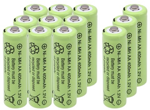 Lot de 12 piles solaires rechargeables AA 400 mAh 1,2 V NI-MH pour bougies LED, lumières de jardin, guirlandes lumineuses