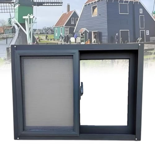 Horizontal Verschiebbares Sturmschutzfenster mit Insektenschutzgitter, 20x24 Zoll, Kleines, Einfaches Aluminium-Verschlussfenster Als Ersatz(150x120cm/59x47in)