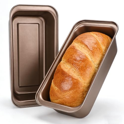 CLDFDC Lot de 2 Moules à Pain en Inoxydable, 25x13x6 cm Moules à Cake Rectangulaires Antiadhésifs en Acier au Carbone, Compatible avec Four et Friteuse à Air Ninja