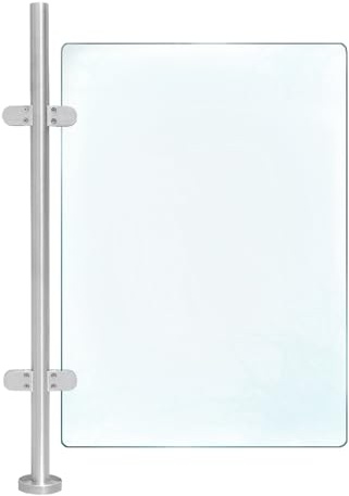 awolsrgiop Postes de acero inoxidable de 110 cm, poste central con 4 abrazaderas de cristal, barandilla de acero inoxidable para balcón, barandilla de cristal, barandilla para escaleras, postes
