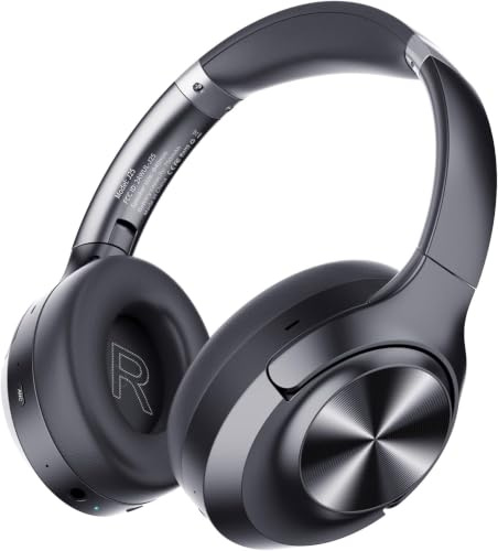 Monodeal Hybrid Active Noise Cancelling Headphones with 5 ENC Mic,Headphones Wireless 200H Playtime,Bluetooth Headphones 6.0 for Travel Workout,black