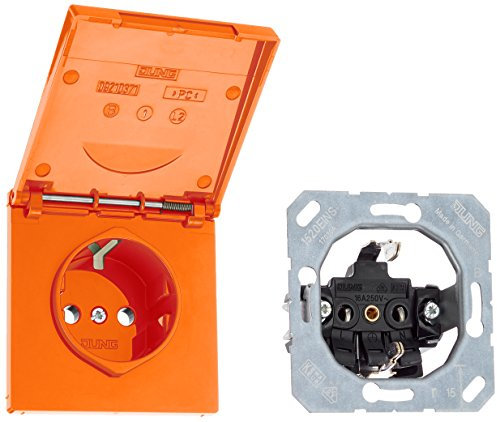 Jung 1520 BFKL O Schuko Steckdose 16 A 250 V bruchsicher mit Klappdeckel Serie LS orange