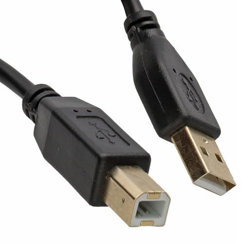 kenable USB 2.0 Printer Cable A to B 24AWG High Speed Gold Plated Shielded Lead Black 0.25m