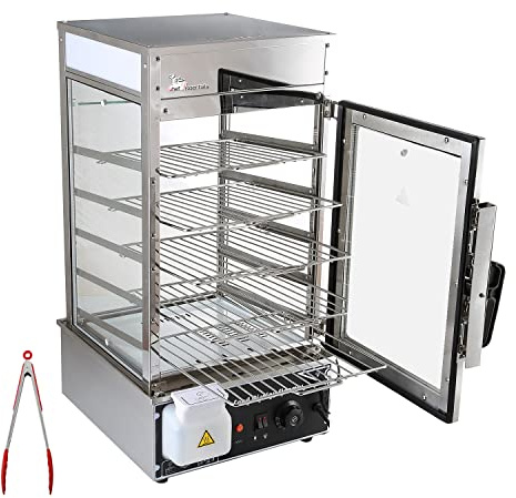 Chef Prosentials 5-Tier Electric Bun Steamer, Commercial Stainless Steel Food Warmer Display with Automatic Temperature Control, for Buns, Baozi, Siomai, Corn, Buffet, Kiosk, Restaurant