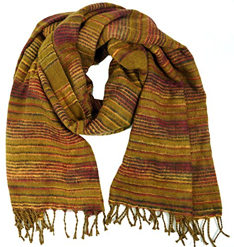 GURU SHOP Weicher Goa Schal/Stola, Schultertuch, Flauschige Decke- Senf, Herren/Damen, Gelb, Synthetisch
