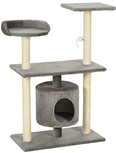 vidaXL Katzenkratzbaum Sisal 95cm Grau Kratzbaum Katzenbaum Kletterbaum Katzen