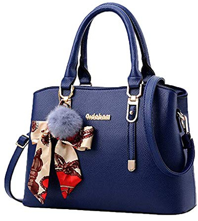 Susenstone Sac à Main Femme BandoulièRe Pas Cher Grand Vintage Cabas Sac D'éPaule Fourre-Tout Pu Cuir Frange Avec BandoulièRe Ajustable, Noir Rouge (Bleu)