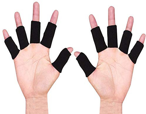Fingerschutz, Ärmelschutz 10 Stück Fingerhülse elastisch, Bandagen Finger, Fingerhülle Schutz Fingerband zum Schutz Bei Arthritis und Beim Sport (Black)